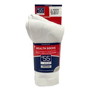 mb55 by Excell Men's Diabetic Cotton Blend Socks in White - 4-Pack